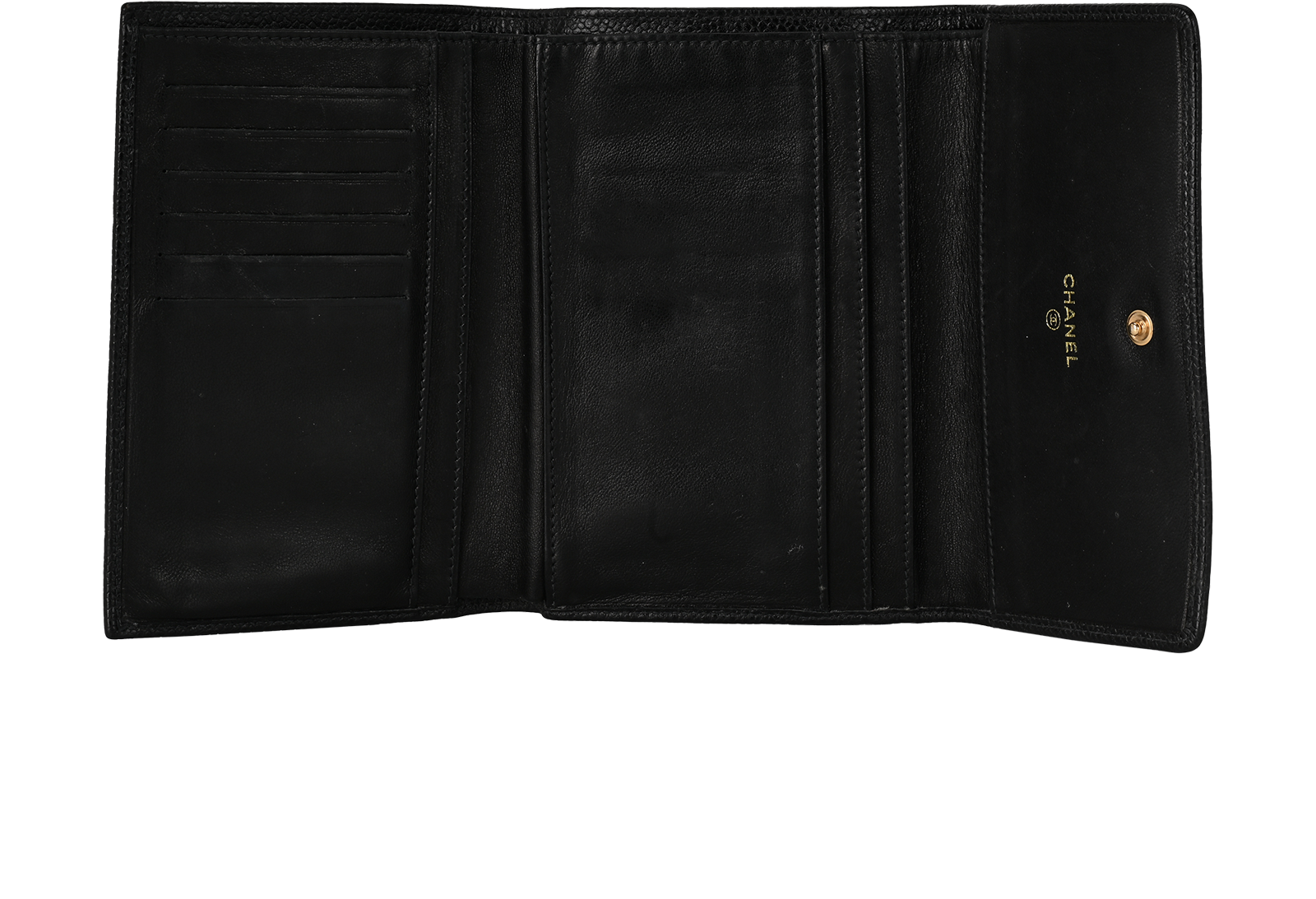 Chanel Vintage CC Trifold Wallet, &pound;280, Accessories, Black, Caviar Leather, Other view